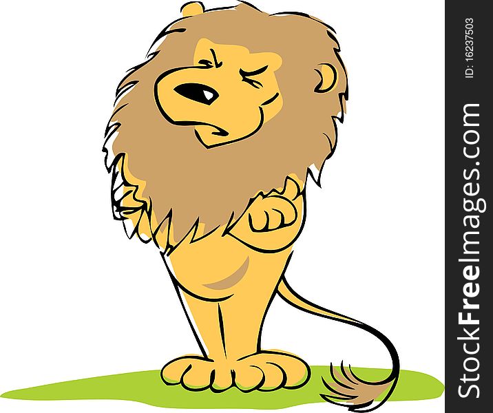 Cartoon lion feels insulted and shows it. Cartoon lion feels insulted and shows it