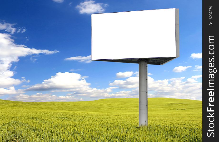 Big blank billboard in field