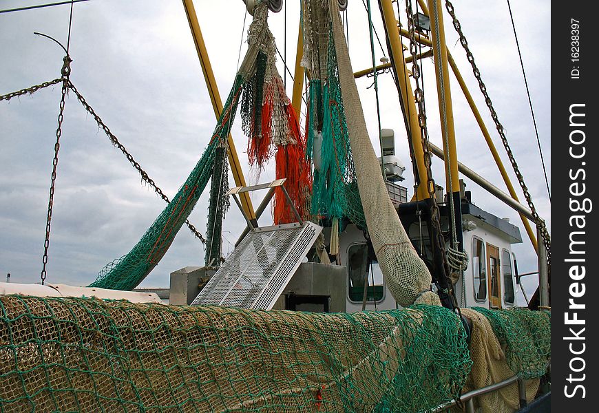 Fishnets on a fishing boat