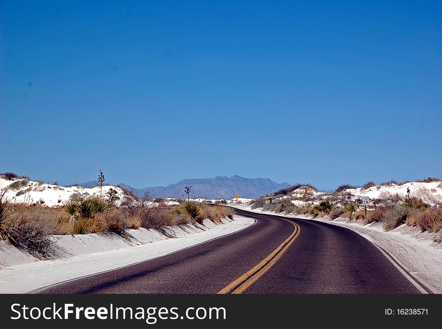 White Sands New Mexico road. White Sands New Mexico road