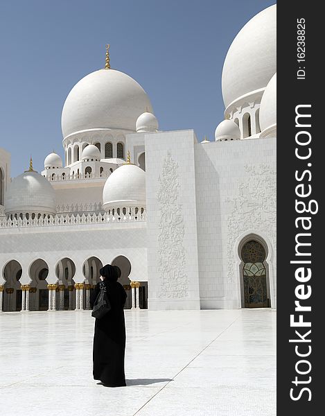 Abu Dhabi Arabian Woman at Sheikh Zayed Mosque. Abu Dhabi Arabian Woman at Sheikh Zayed Mosque