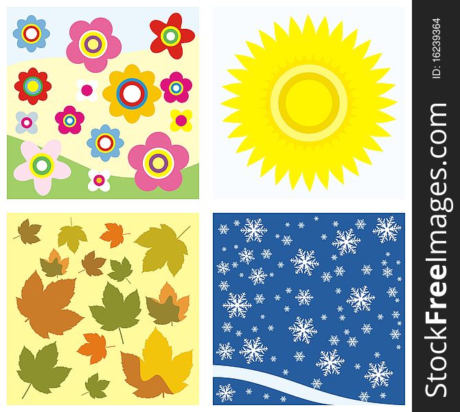 Illustration of four seasons icons