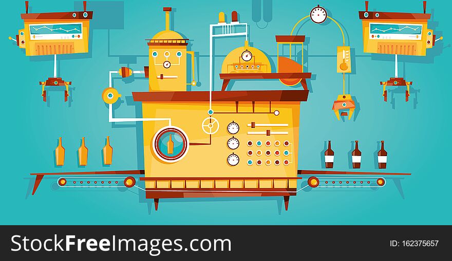Modern vector illustration of beer industry, beer manufacturing image. Modern vector illustration of beer industry, beer manufacturing image