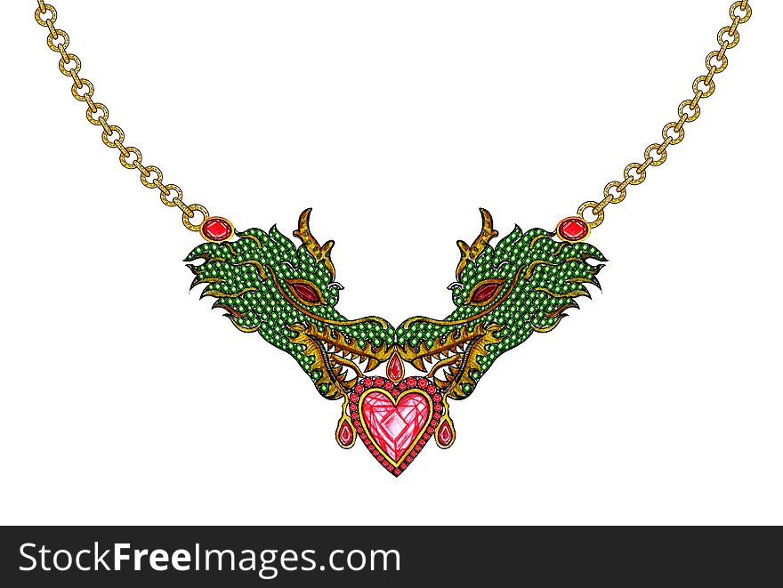 Jewelry Design Fantasy Dragon Necklace.