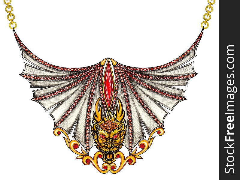 Jewelry Design Fantasy Dragon Necklace.