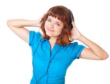 Young Red-haired Girl Listen To Music And Dance Stock Photography Young Red-haired Girl Listen To Music And Dance Stock Photography