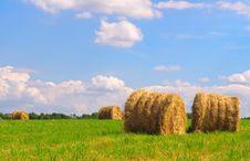Straw Bales On Field Royalty Free Stock Images Straw Bales On Field Royalty Free Stock Images