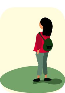 Small Girl With A Backpack Stock Photography