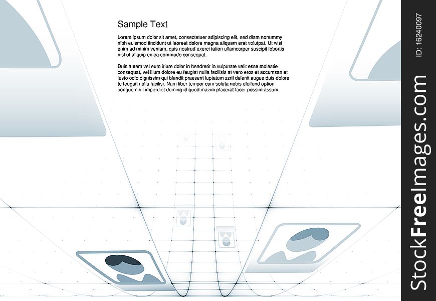 Conceptual interplay of perspective lines, shapes and symbols on the subject of business transactions, data processing, telecommunications, Internet and office work. Conceptual interplay of perspective lines, shapes and symbols on the subject of business transactions, data processing, telecommunications, Internet and office work.