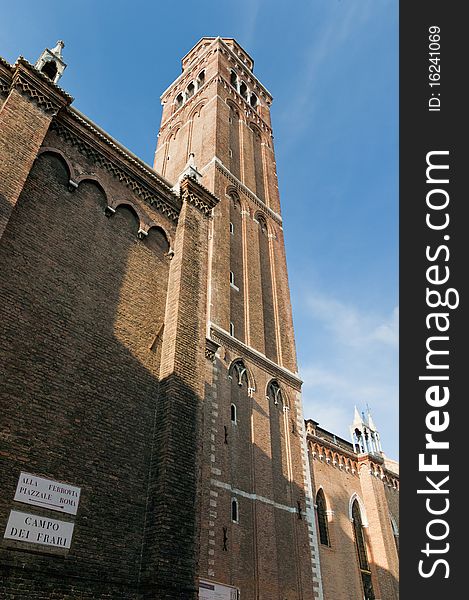 San Polo church bell tower located at Venice, Italy. San Polo church bell tower located at Venice, Italy