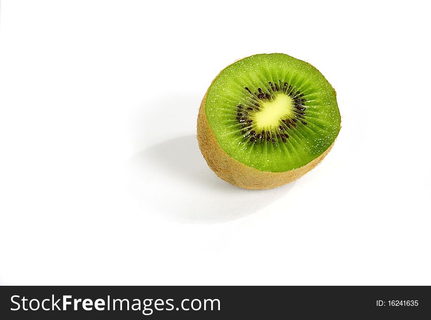 Green kiwi fruit on the white background