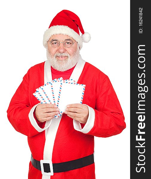 Santa Claus with envelopes for sending letters