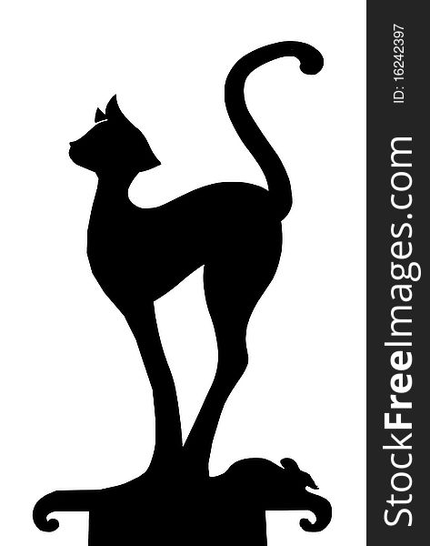 The ornament for a roof-weather vane in the form of a cat, is removed on a white background. The ornament for a roof-weather vane in the form of a cat, is removed on a white background.