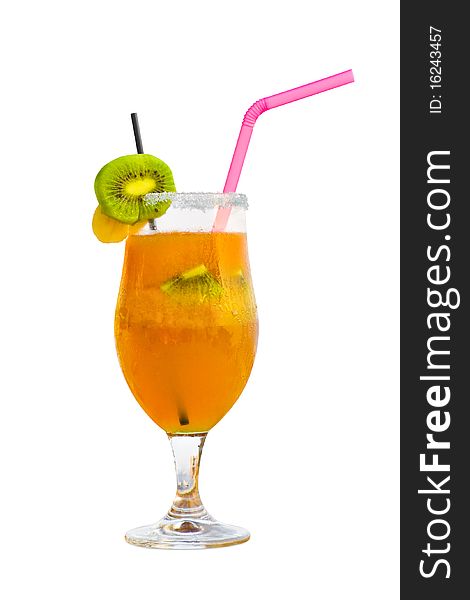 Fruit cocktail isolated on white background