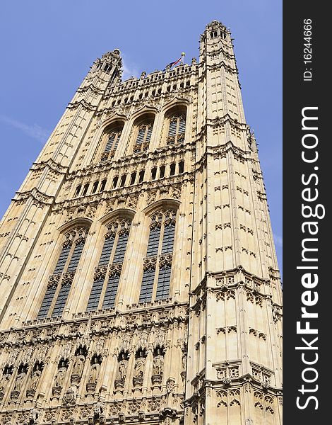 Architectural details of houses of parliament from city of westminster, london uk