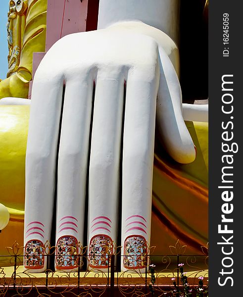 White hand of buddha image