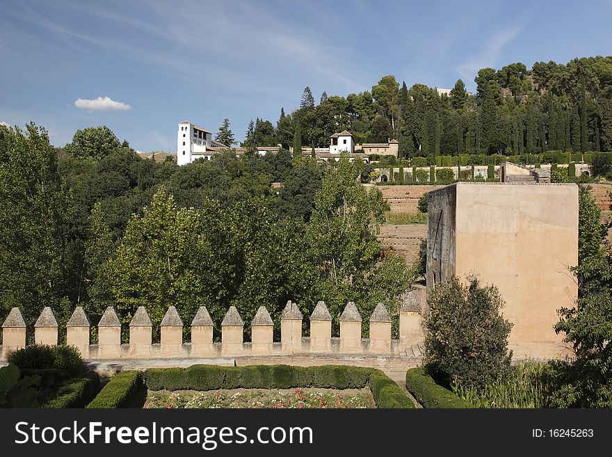 Generalife palace with beatiful gardens is the part of the palace complex called Alhambra, Spain. Generalife palace with beatiful gardens is the part of the palace complex called Alhambra, Spain.