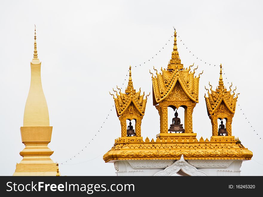 Gold architecture buddha pagoda in lao