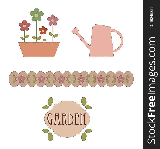 Garden elements. Digital web scrapbook