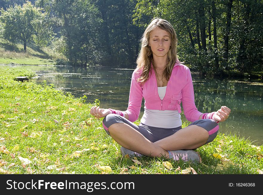 Nice looking girl relaxing her soul. Nice looking girl relaxing her soul