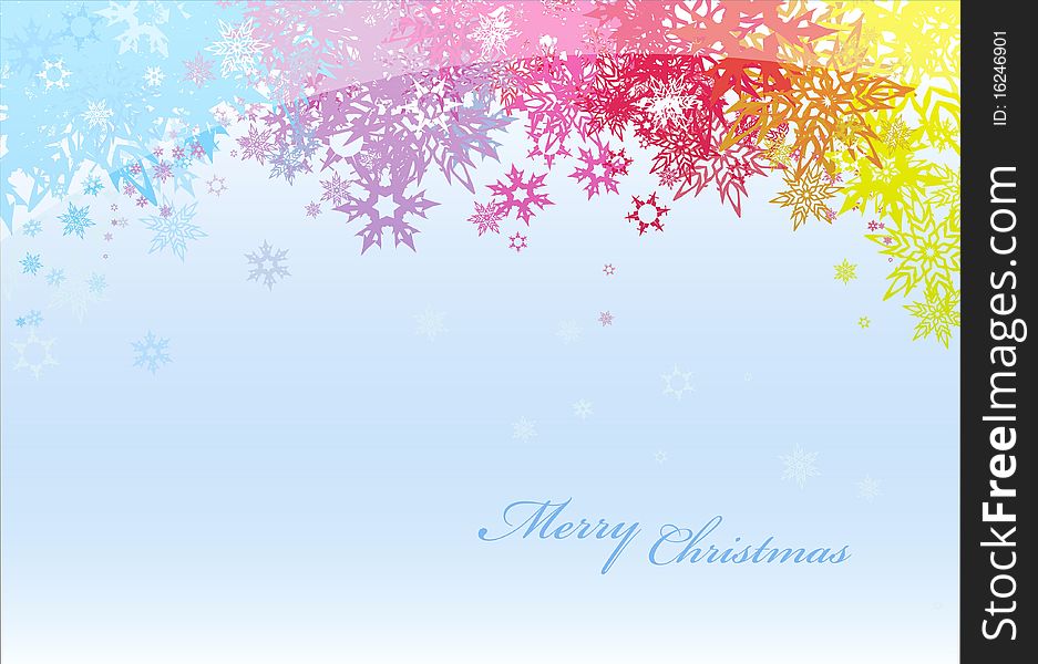 Abstract background with colored snowflakes.