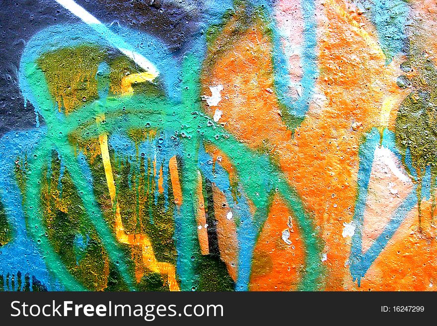 Detail of graffiti on a wall ideal for urban or grunge background. Detail of graffiti on a wall ideal for urban or grunge background