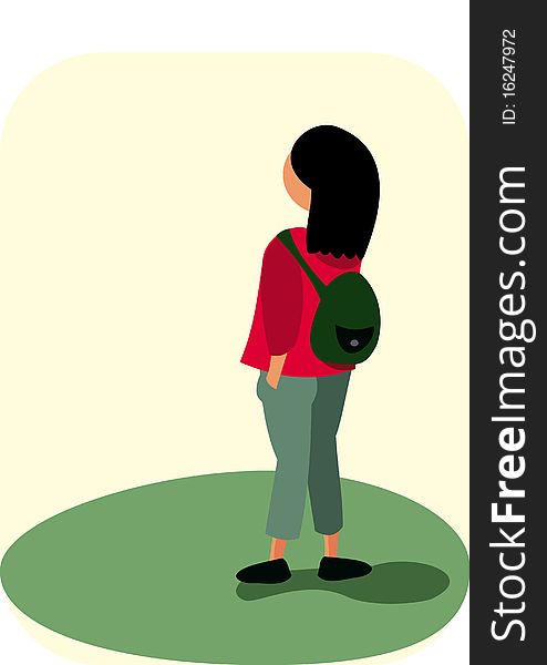Illustration of a Child with a backpack. Illustration of a Child with a backpack