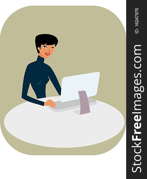 Illustration of a girl working in office. Illustration of a girl working in office