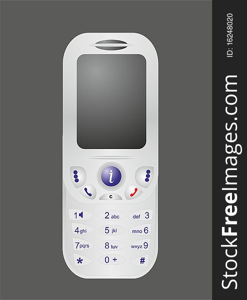 Illustration of a silver mobile phone