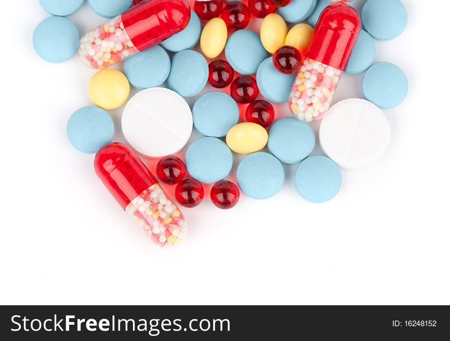 Close up of colorful tablets and capsules