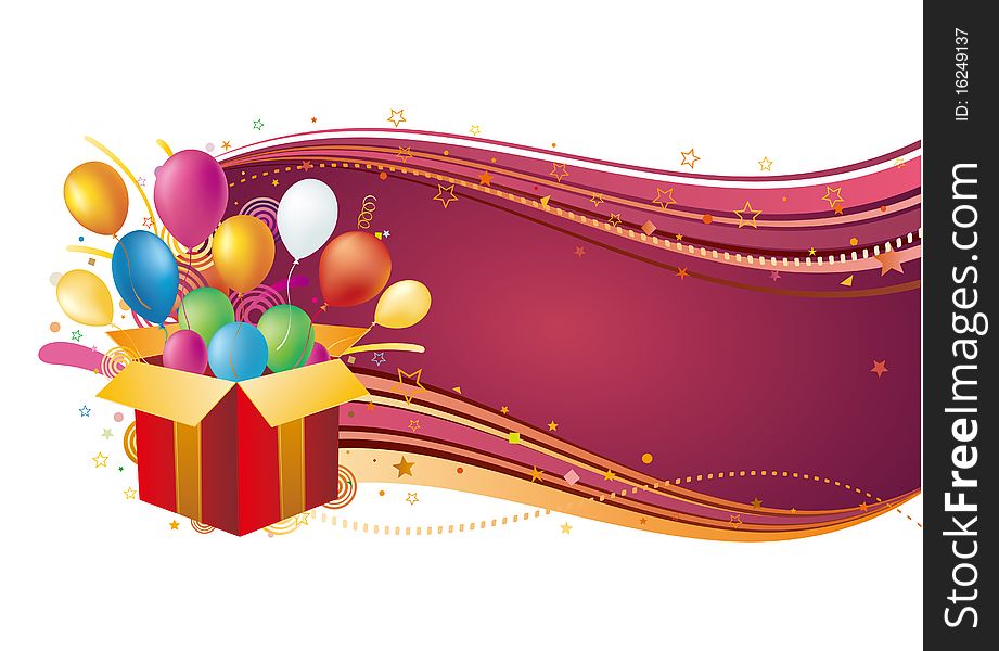 Gift box and balloon,vector celebration background. Gift box and balloon,vector celebration background