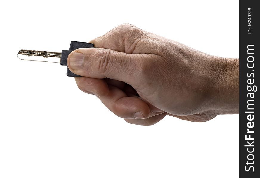 Male holding door key