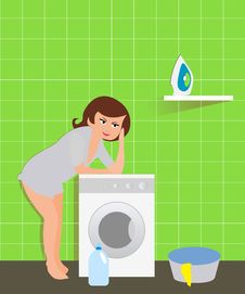Housewife In The Laundry Stock Photo Housewife In The Laundry Stock Photo