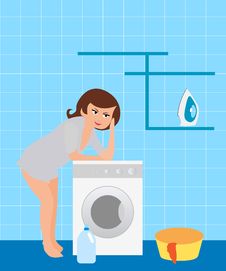 Housewife In The Laundry Royalty Free Stock Photos Housewife In The Laundry Royalty Free Stock Photos
