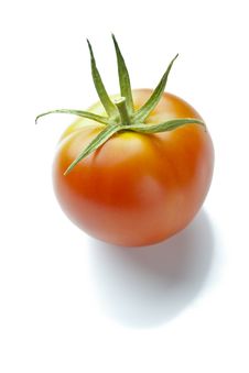 Ripe Red Tomato On Reflective White Royalty Free Stock Photography Ripe Red Tomato On Reflective White Royalty Free Stock Photography