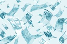 Falling Euros (blue Toned) Stock Photo