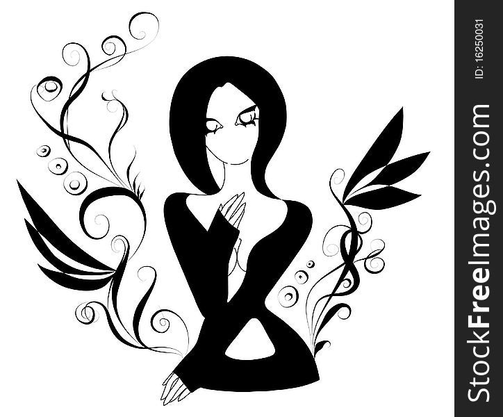 Maid of sorrow. Vector illustration