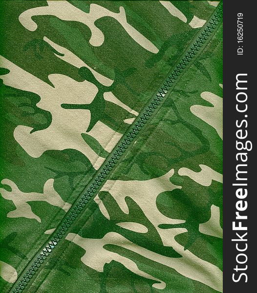 High resolution scan camouflage with zip background in green, beige, grey. High resolution scan camouflage with zip background in green, beige, grey