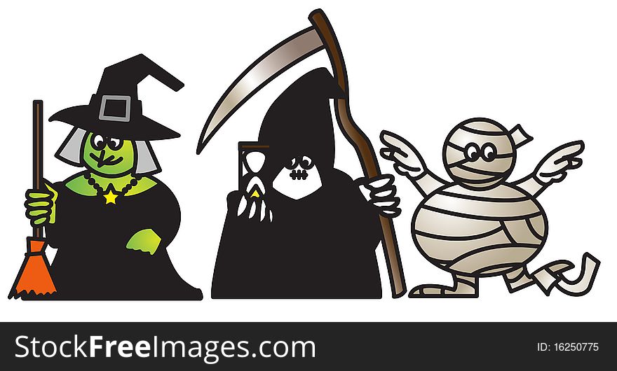 Caricatures of scary halloween people. Caricatures of scary halloween people