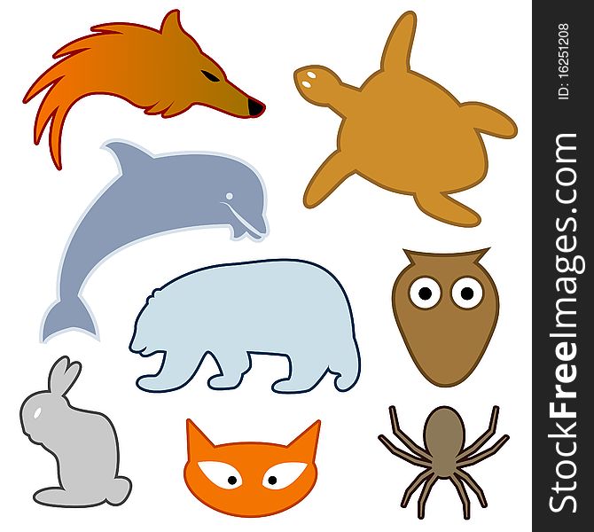 Set of abstract animal silhouettes