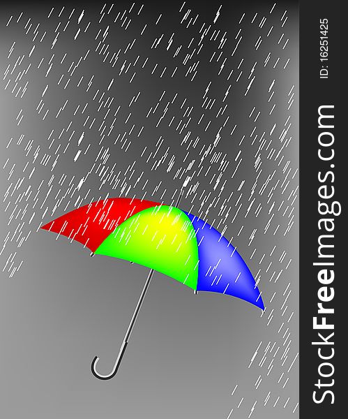 Colorful umbrella in the rain