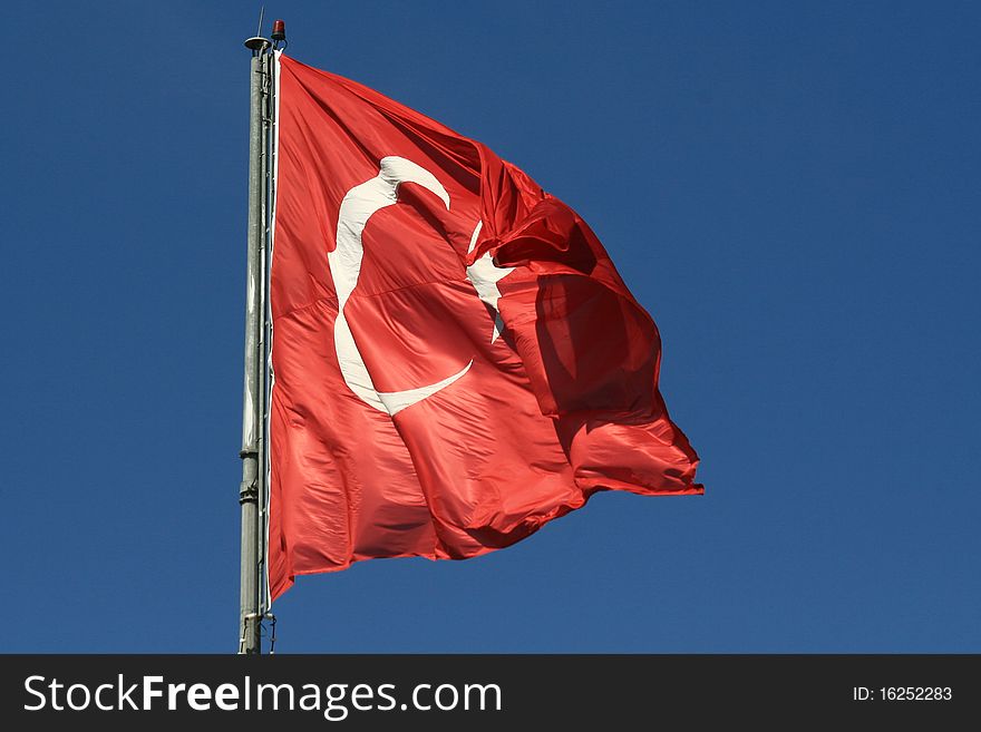 Turkish flag waving in a wind. Turkish flag waving in a wind.