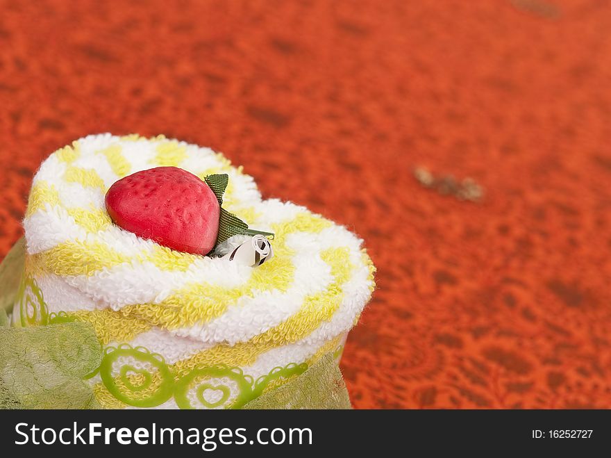 Bath Towel Gift With Fake Strawberry