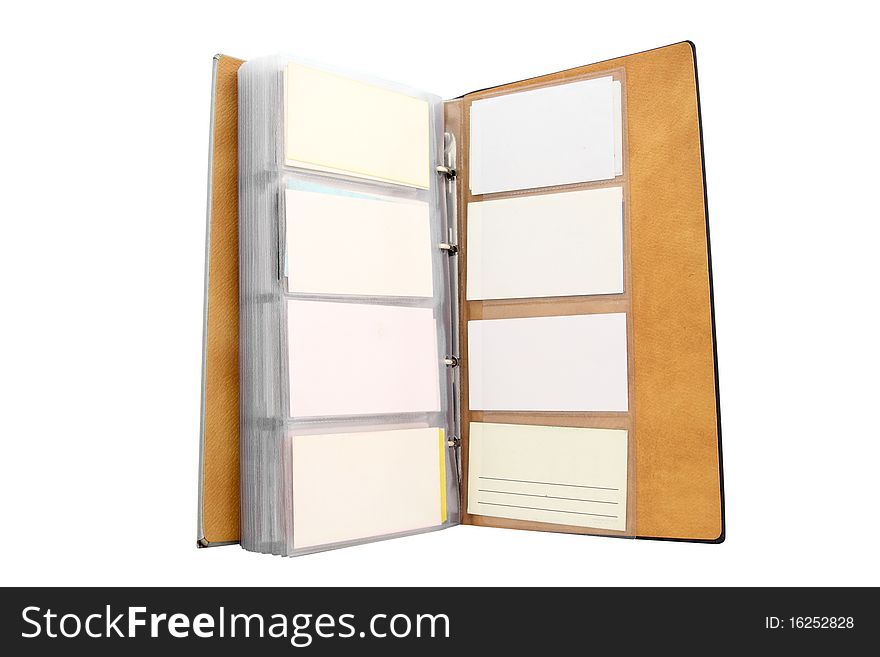 The image of blank visit cards in the organizer
