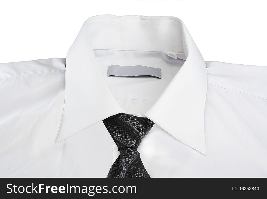 The image of white shirt and necktie under the white background