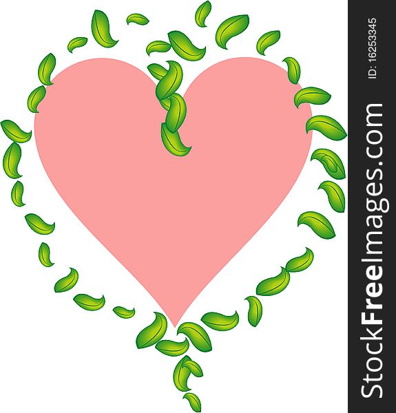Autumn & heart with green leaves. Autumn & heart with green leaves