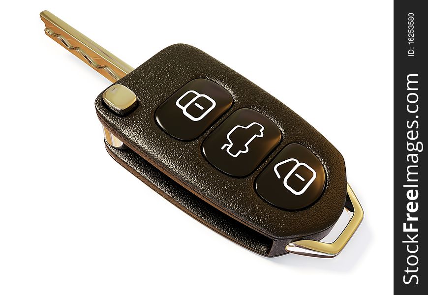 Black car key isolated on white