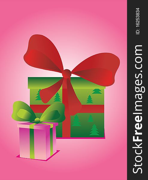 Two gift on a pink background