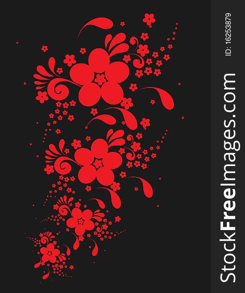 Red pattern on a black background