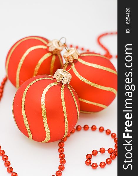 Christmas red ball ornament close up. Christmas red ball ornament close up